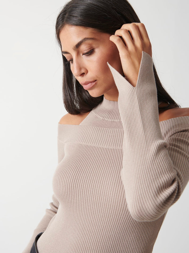 Kennedy Cut Out Knit Top - Taupe