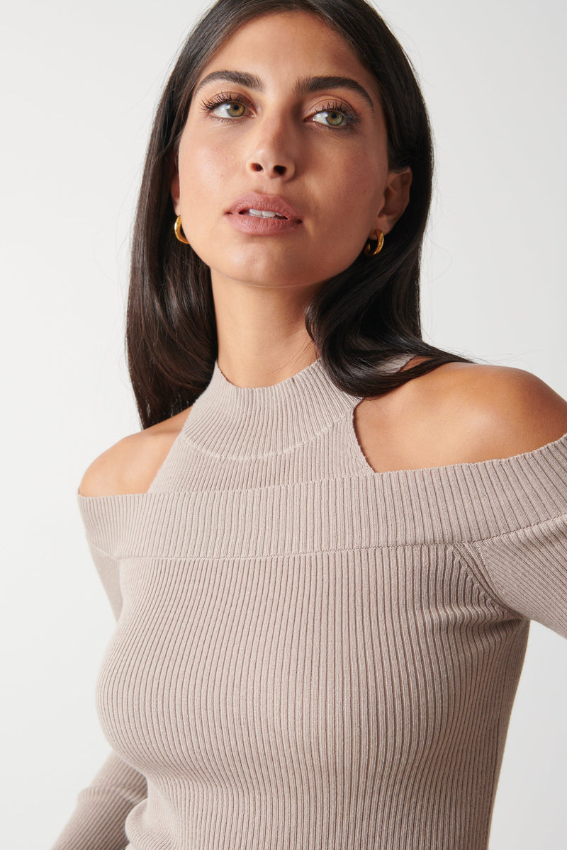 Kennedy Cut Out Knit Top - Taupe
