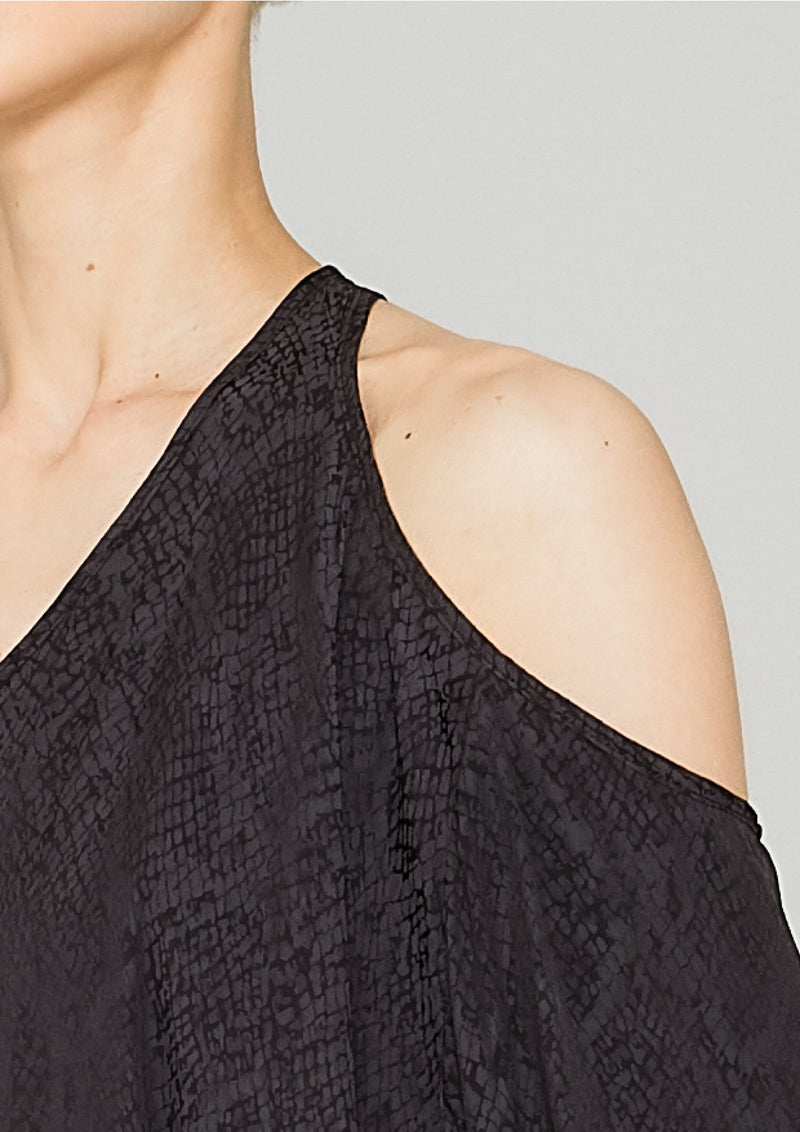 TOP CUT OUT - JACQUARD SATIN black snake