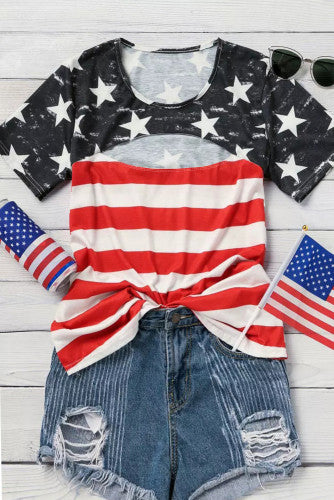 Cut Out American Flag Top