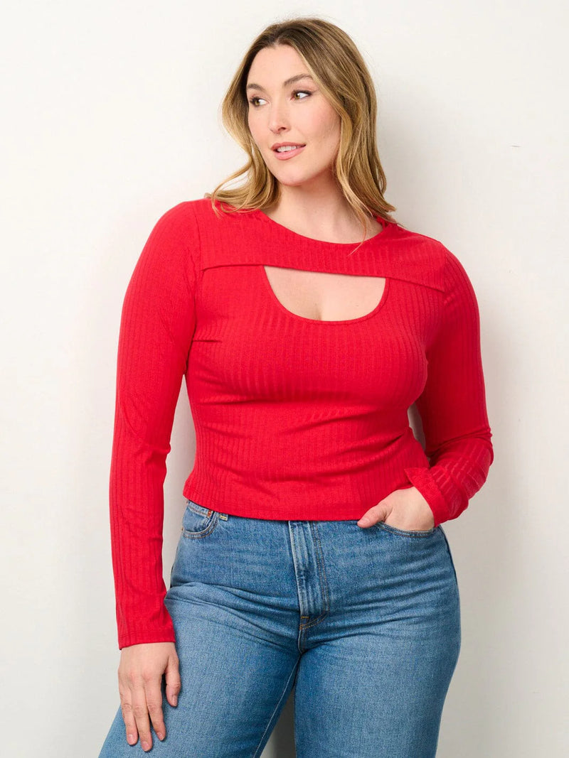 Plus Red Long Sleeve Cut Out