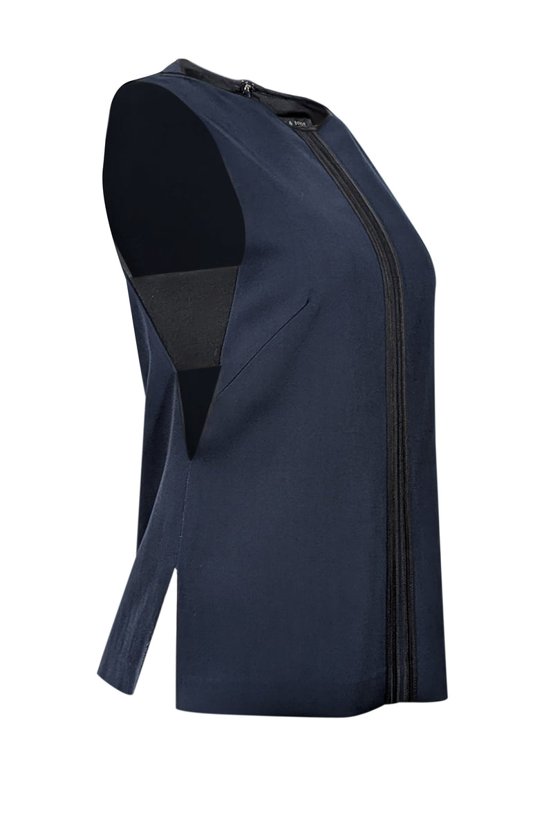 Rag & Bone - Navy & Black w/ Cut-Out Detail Sleeveless Top Sz S