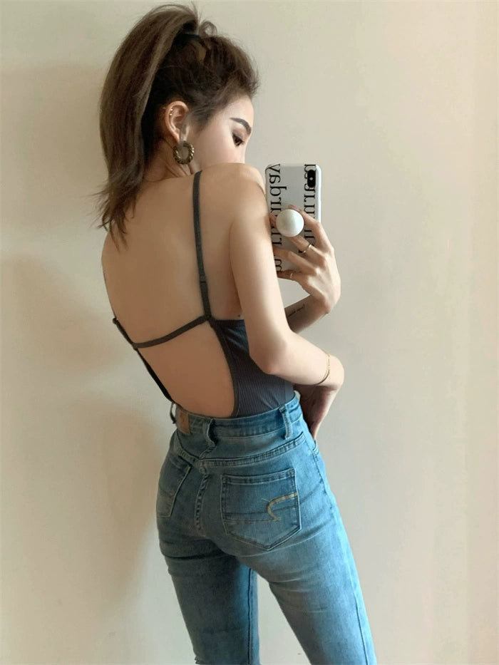 Hot Girls Triangle Strap Spring Sexy Backless Siamese
