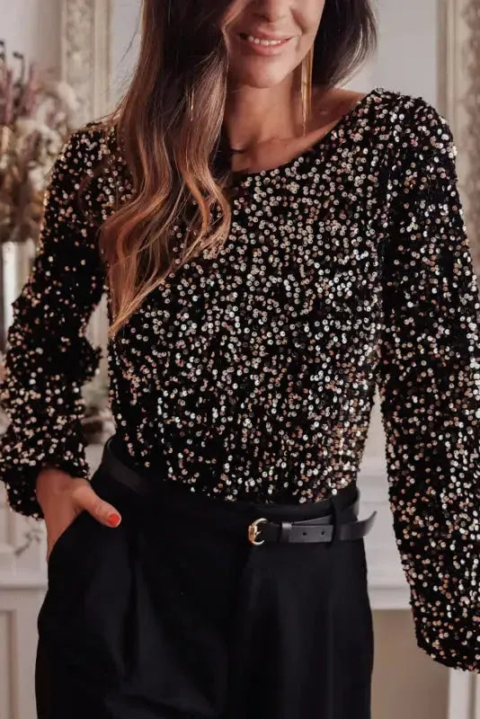 Glitter Gala Backless Bodysuit