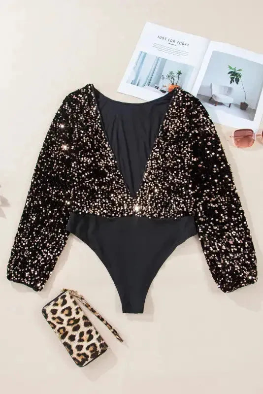 Glitter Gala Backless Bodysuit