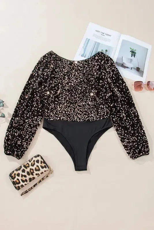 Glitter Gala Backless Bodysuit