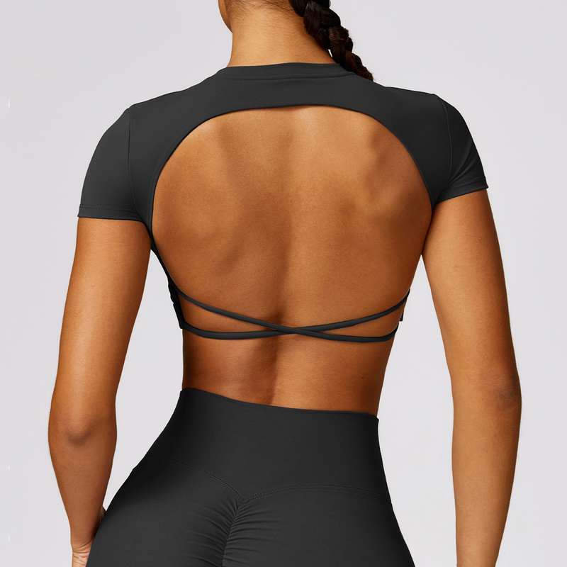 Crop top Backless Black