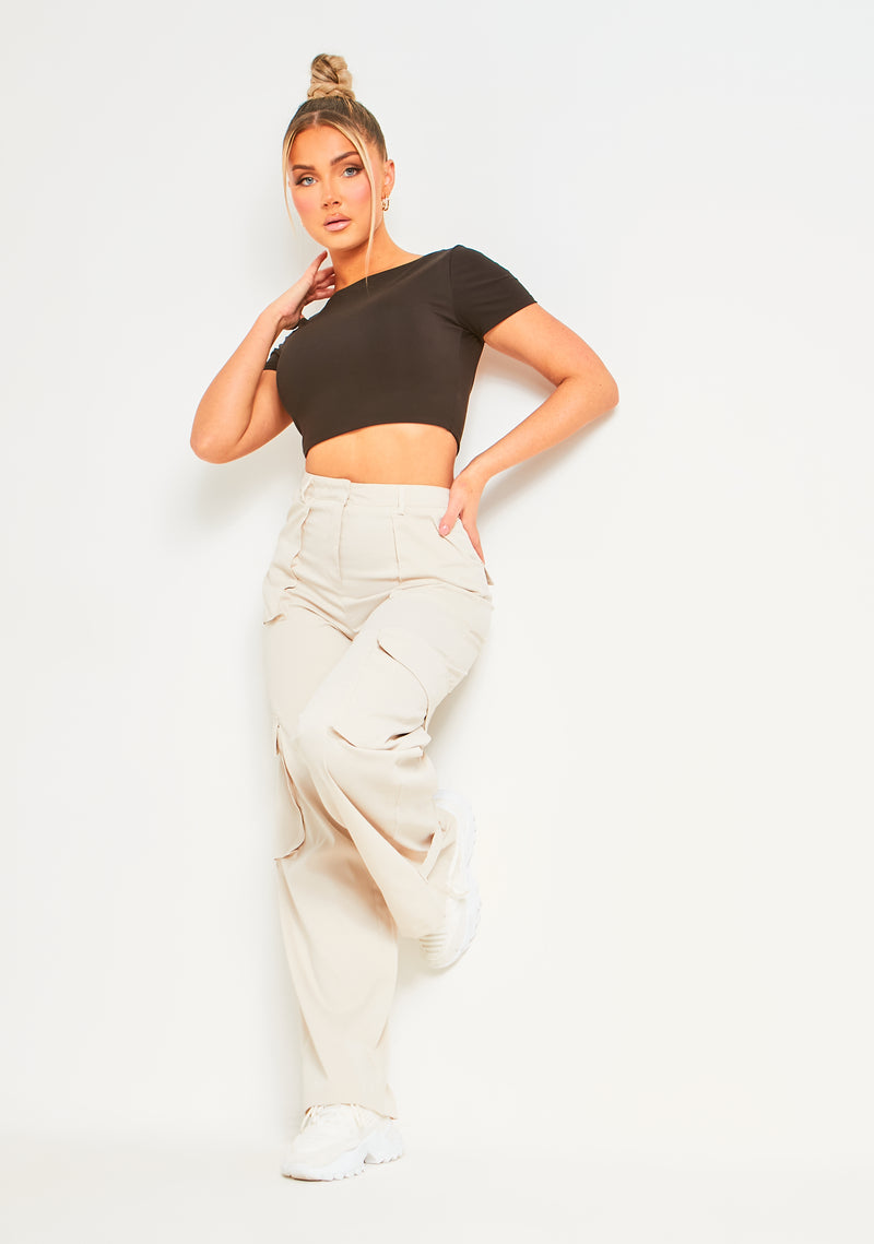 Elle Black Premium Sculpt Backless Crop Top