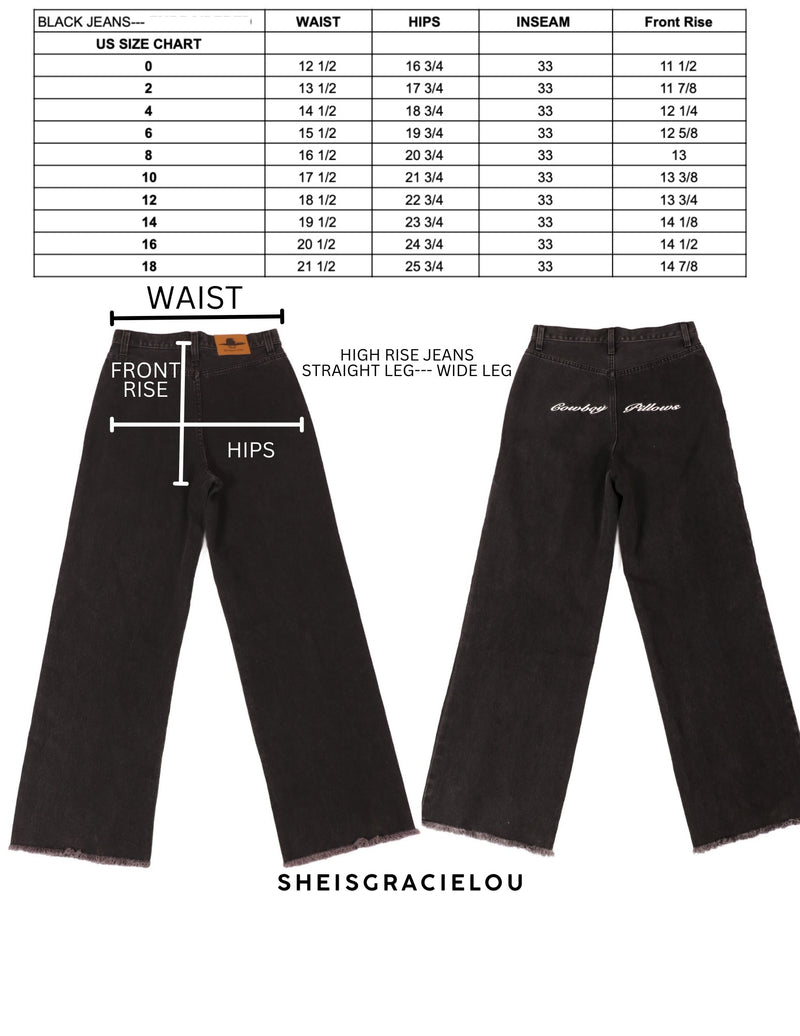 Cowboy Pillows Black Denim Straight Leg Jeans