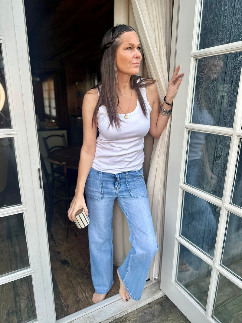 Crush Wide Leg - Light Denim