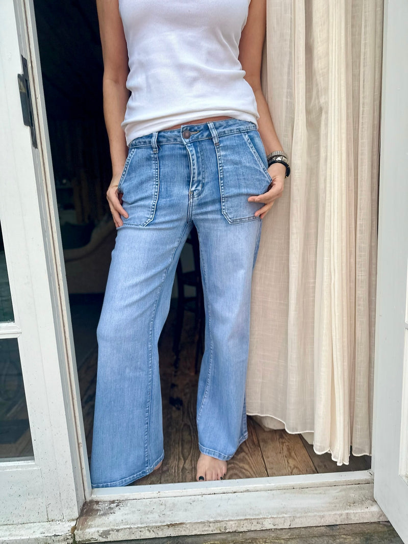 Crush Wide Leg - Light Denim