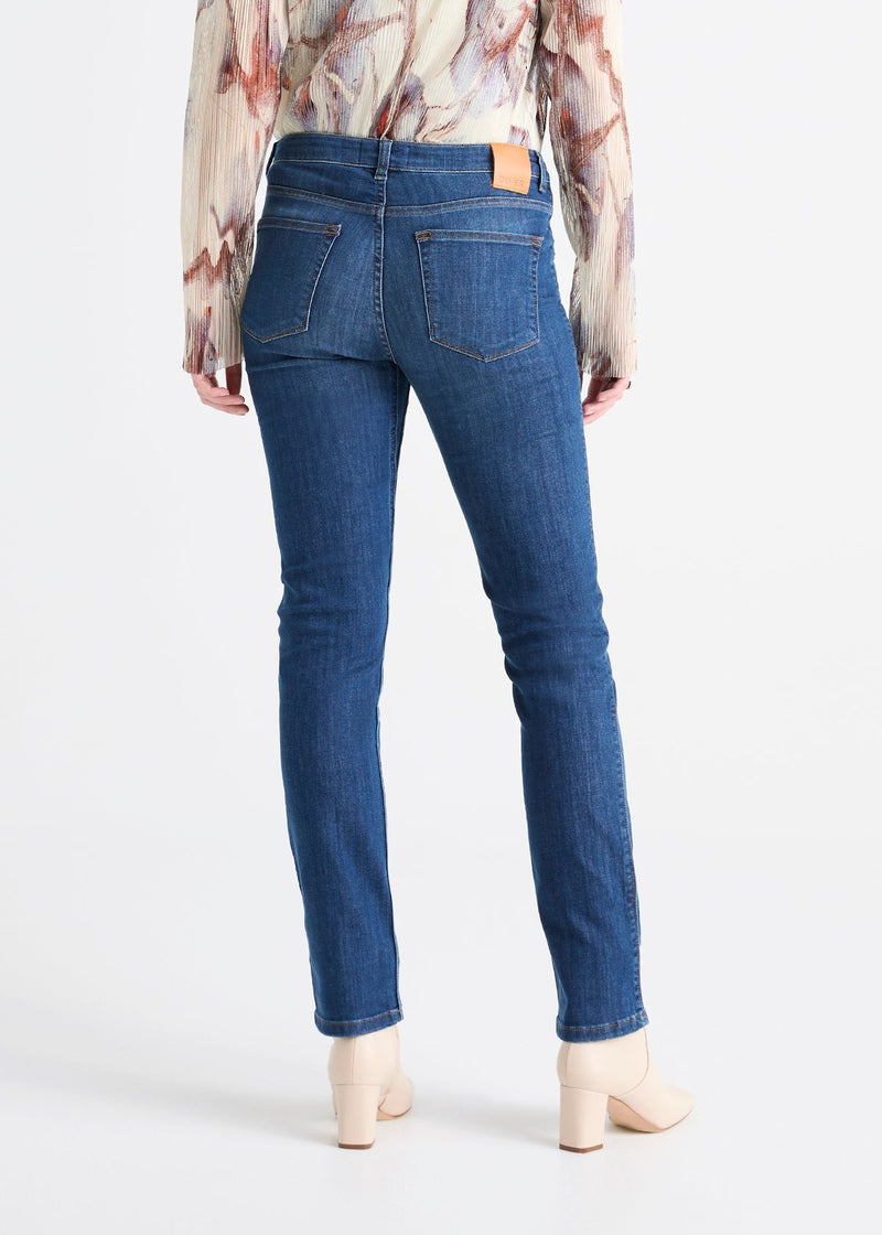 Performance Denim Mid Rise Slim Straight - Aged Medium Stone
