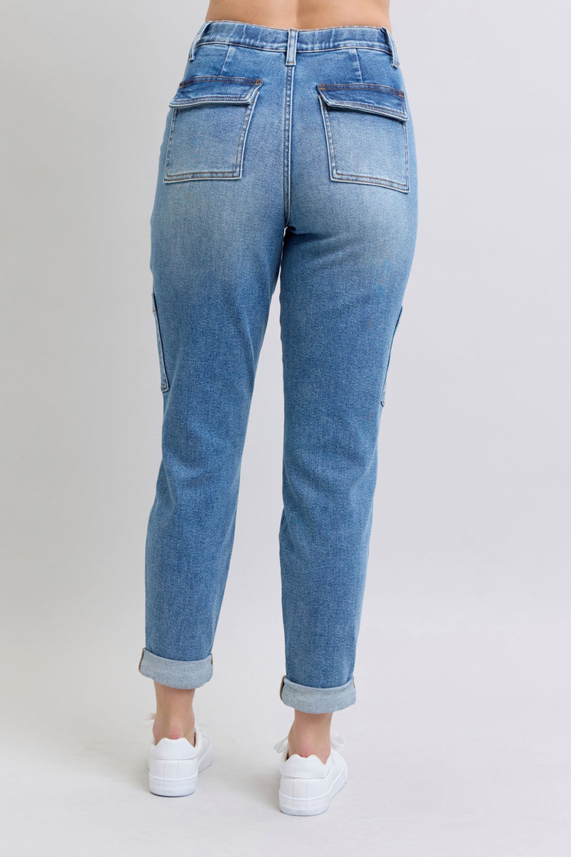 Judy Blue High Waist Cargo Cuff Jogger Denim Jeans 88909