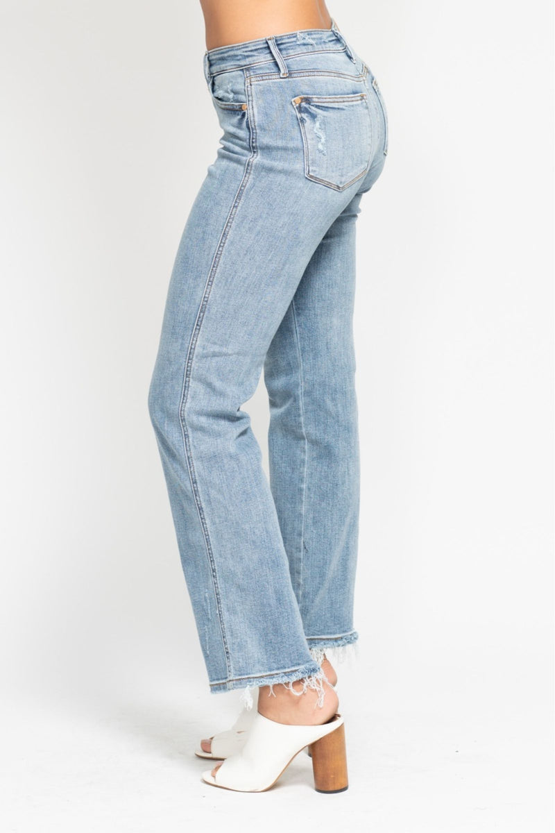 Judy Blue Mid Rise Yoke Cell Phone Pocket “Dad” Denim Jeans 82540