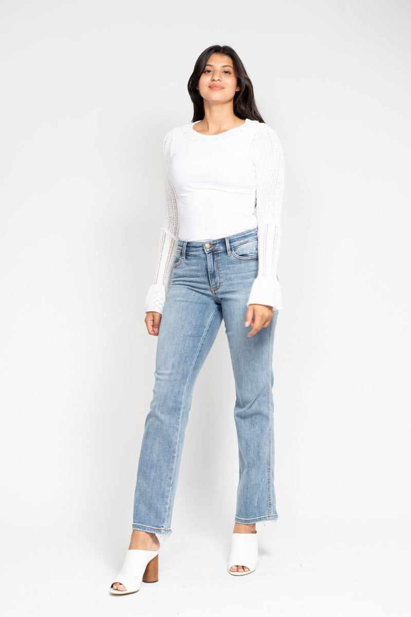 Judy Blue Mid Rise Yoke Cell Phone Pocket “Dad” Denim Jeans 82540