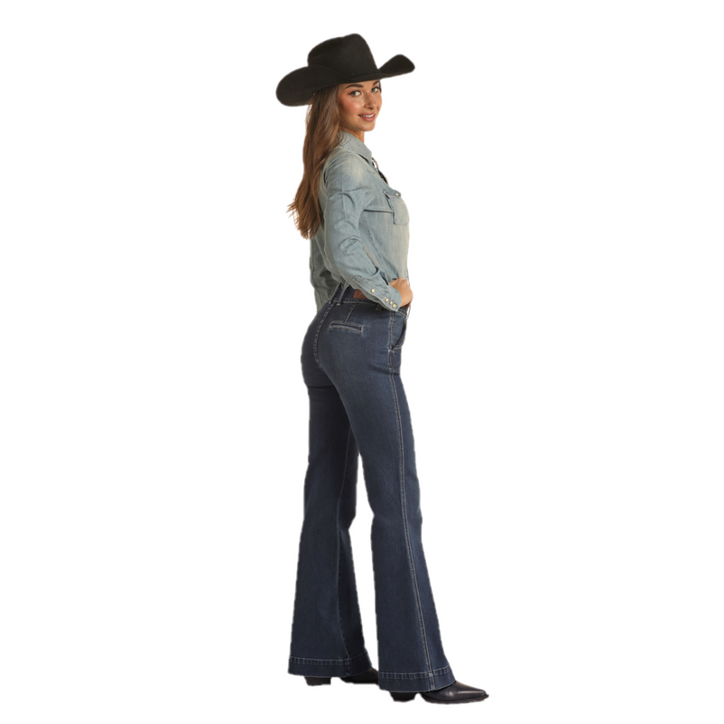 Rock & Roll Denim® Ladies Dark Wash Vintage Trouser Jeans RRWD5HR0GH