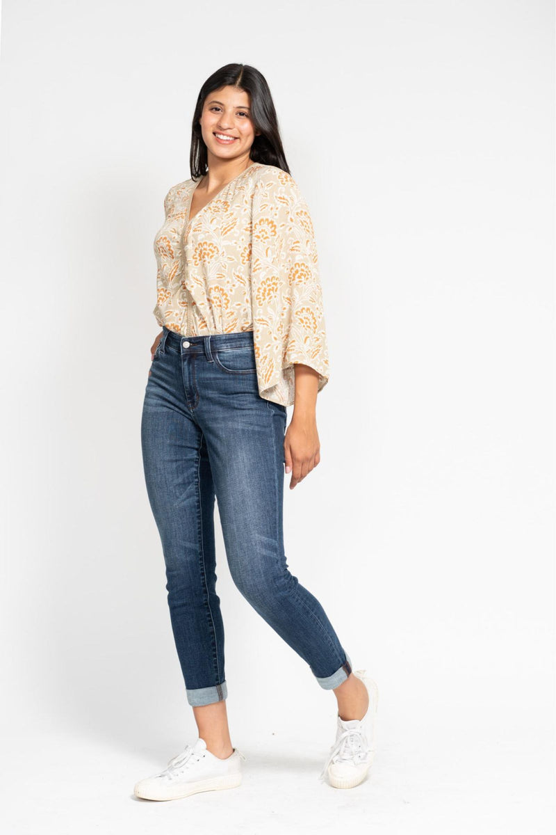Judy Blue Basic Mid-Rise Cuffed Slim Denim Jeans 82428