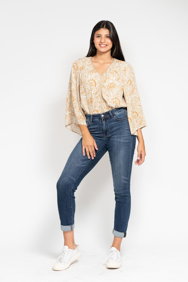 Judy Blue Basic Mid-Rise Cuffed Slim Denim Jeans 82428