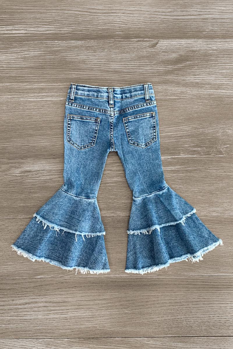 Denim Ruffle Bell Bottoms
