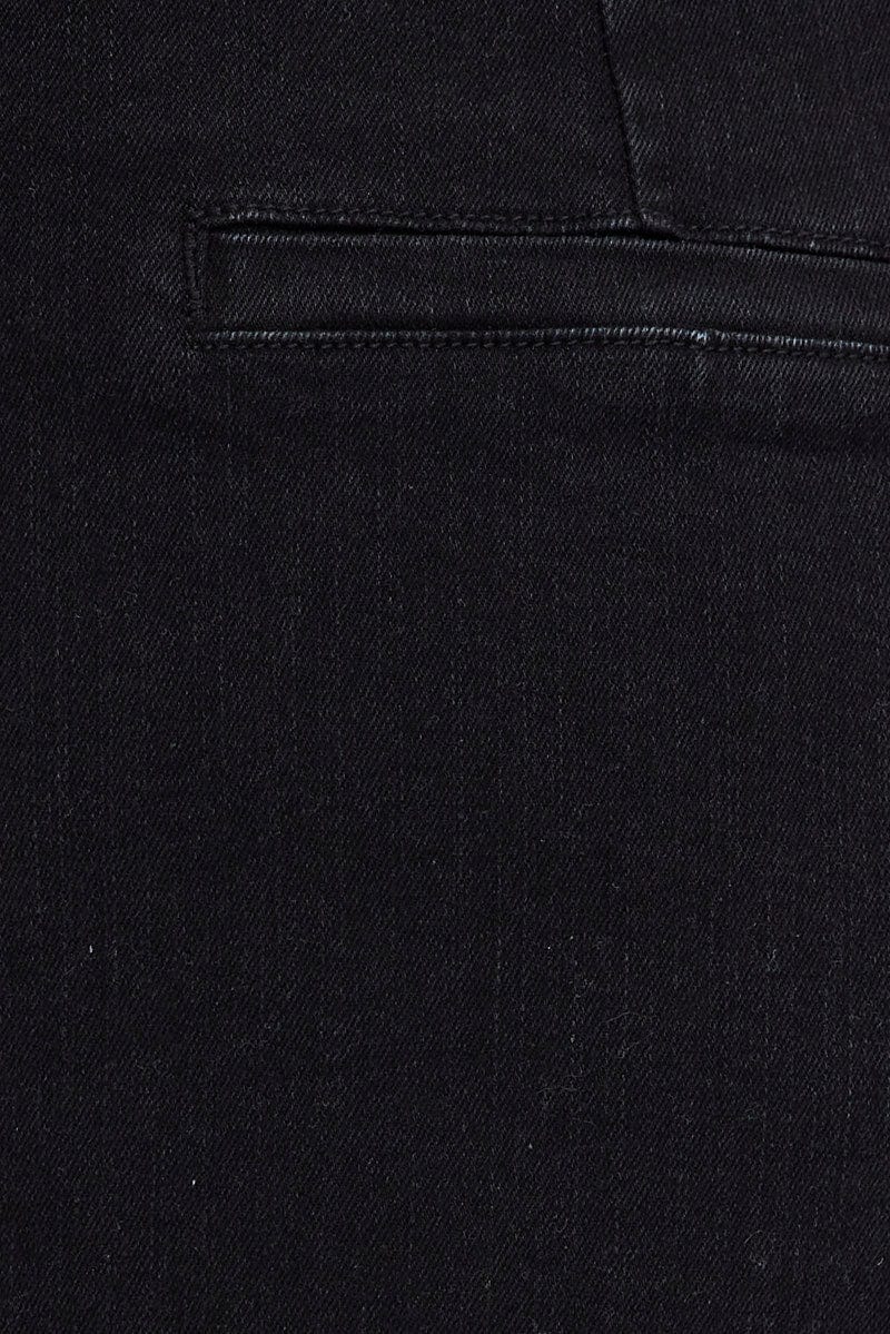 Black Cargo Denim Jeans High Rise