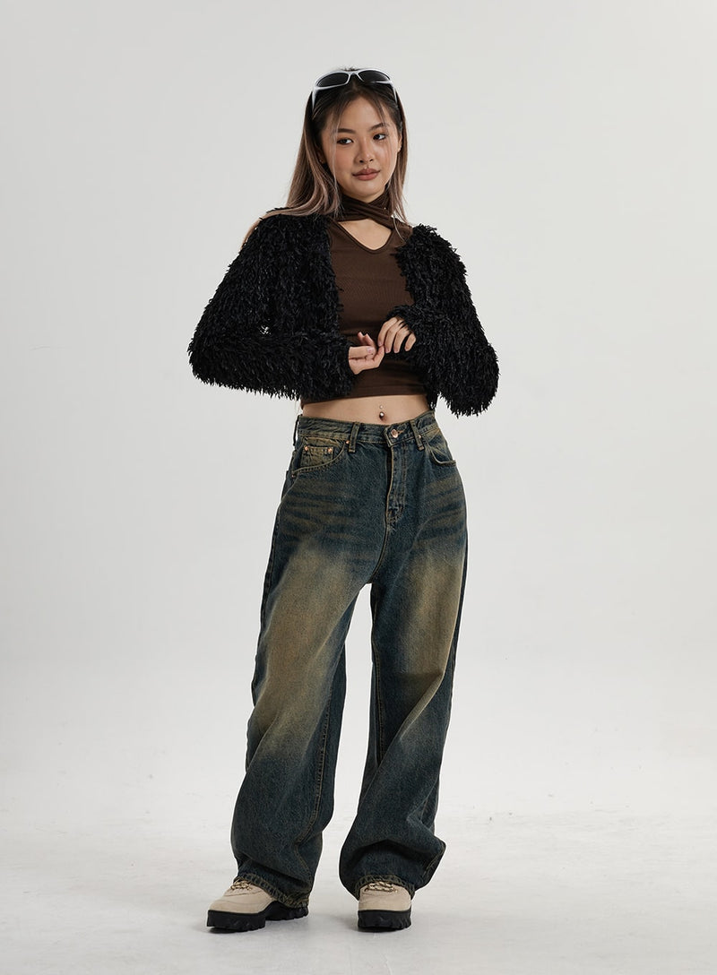 Vintage Washing Wide Leg Denim Pants CN14
