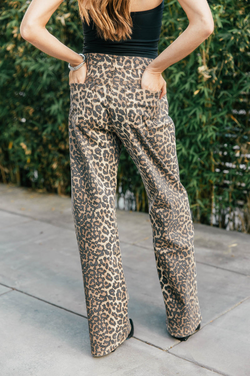 Leopard Denim Pants
