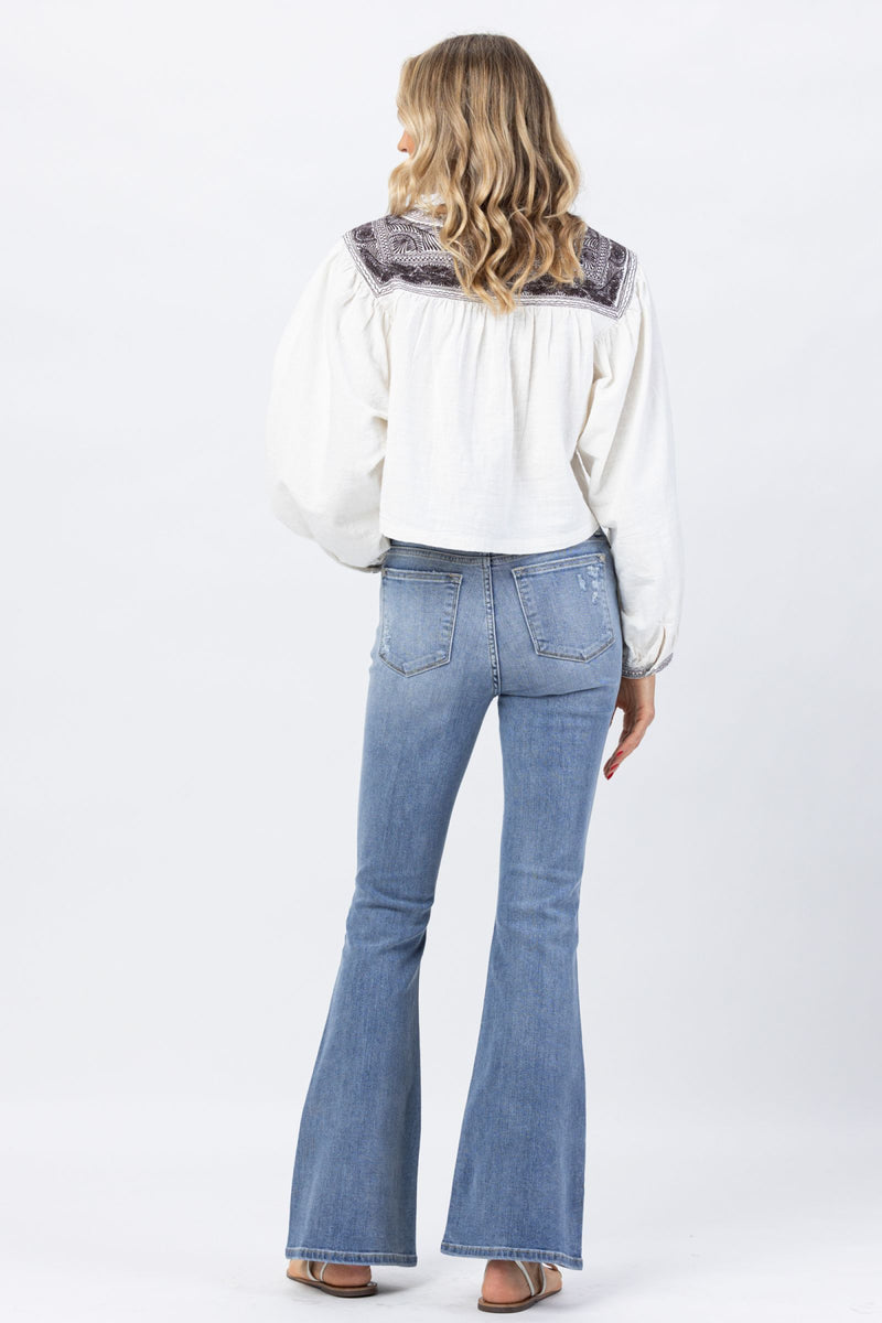 Judy Blue High Waist Destroyed Flare Denim Jeans 82377