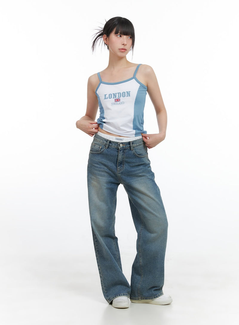 Kim Washed Denim Wide Leg Jeans CG408