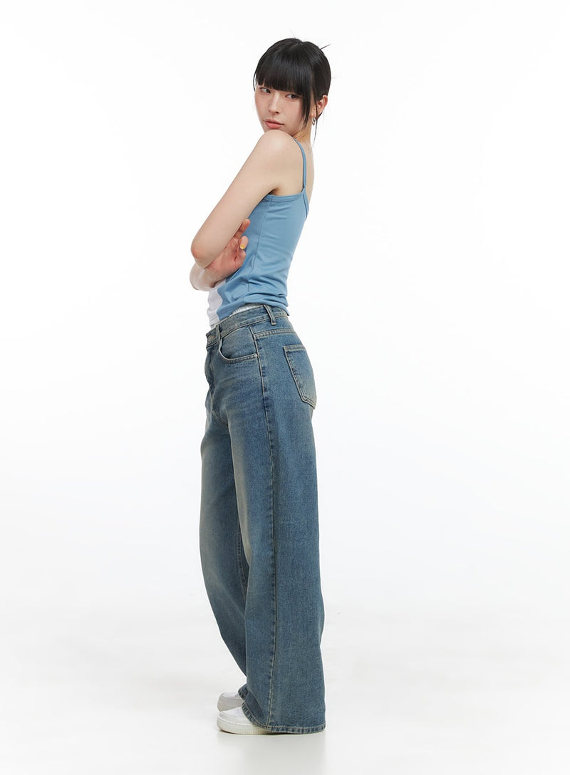 Kim Washed Denim Wide Leg Jeans CG408