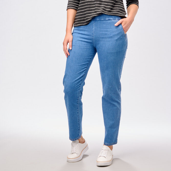 Libby Zip Pocket Denim Pants Straight 7/8