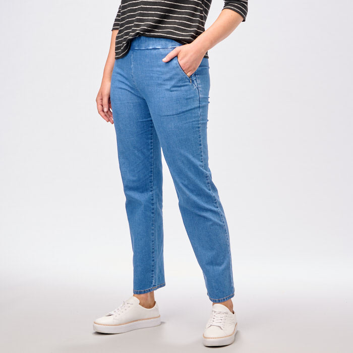 Libby Zip Pocket Denim Pants Straight 7/8
