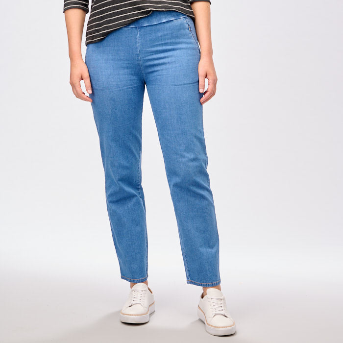 Libby Zip Pocket Denim Pants Straight 7/8