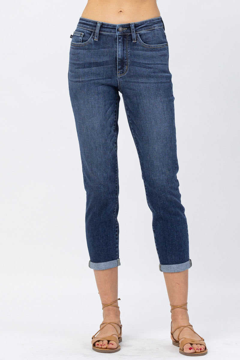 Judy Blue High Rise Cuffed Crop Slim Denim Jeans 82390