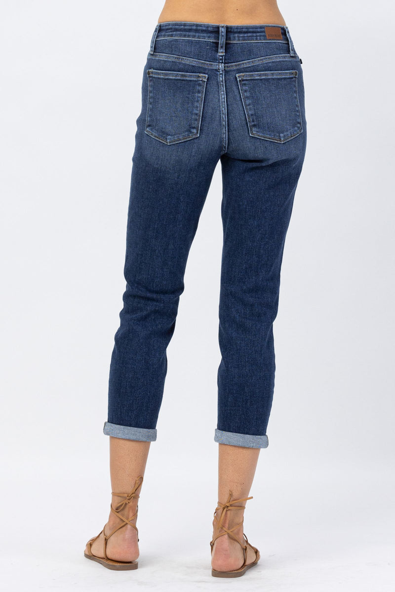Judy Blue High Rise Cuffed Crop Slim Denim Jeans 82390