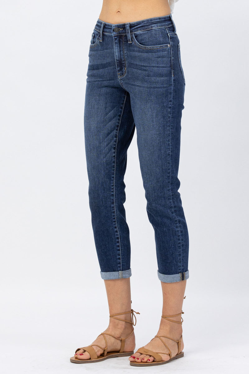 Judy Blue High Rise Cuffed Crop Slim Denim Jeans 82390