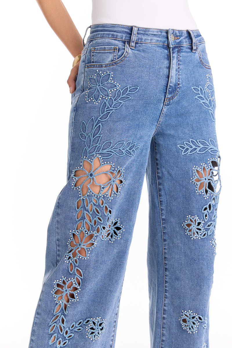 Zenya Crystal High Rise Jean - Medium Blue