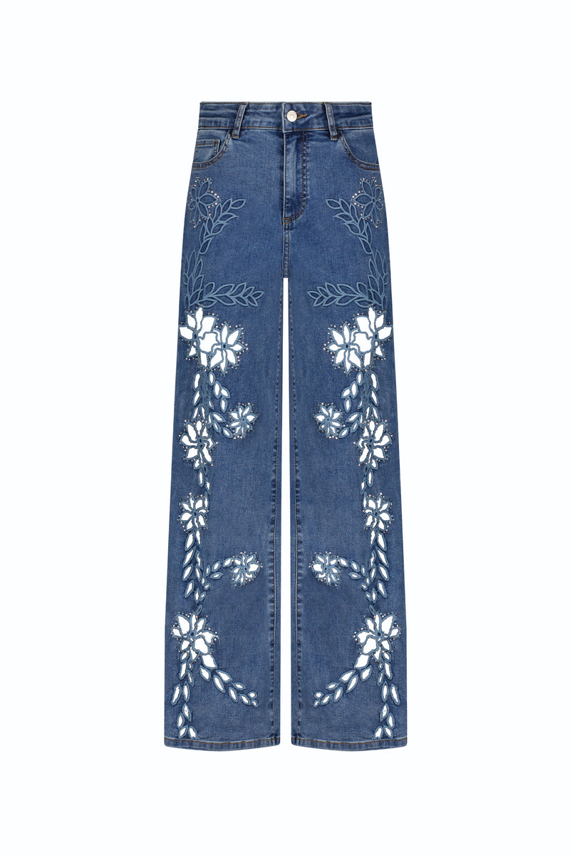 Zenya Crystal High Rise Jean - Medium Blue