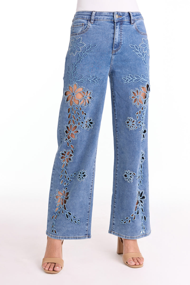 Zenya Crystal High Rise Jean - Medium Blue