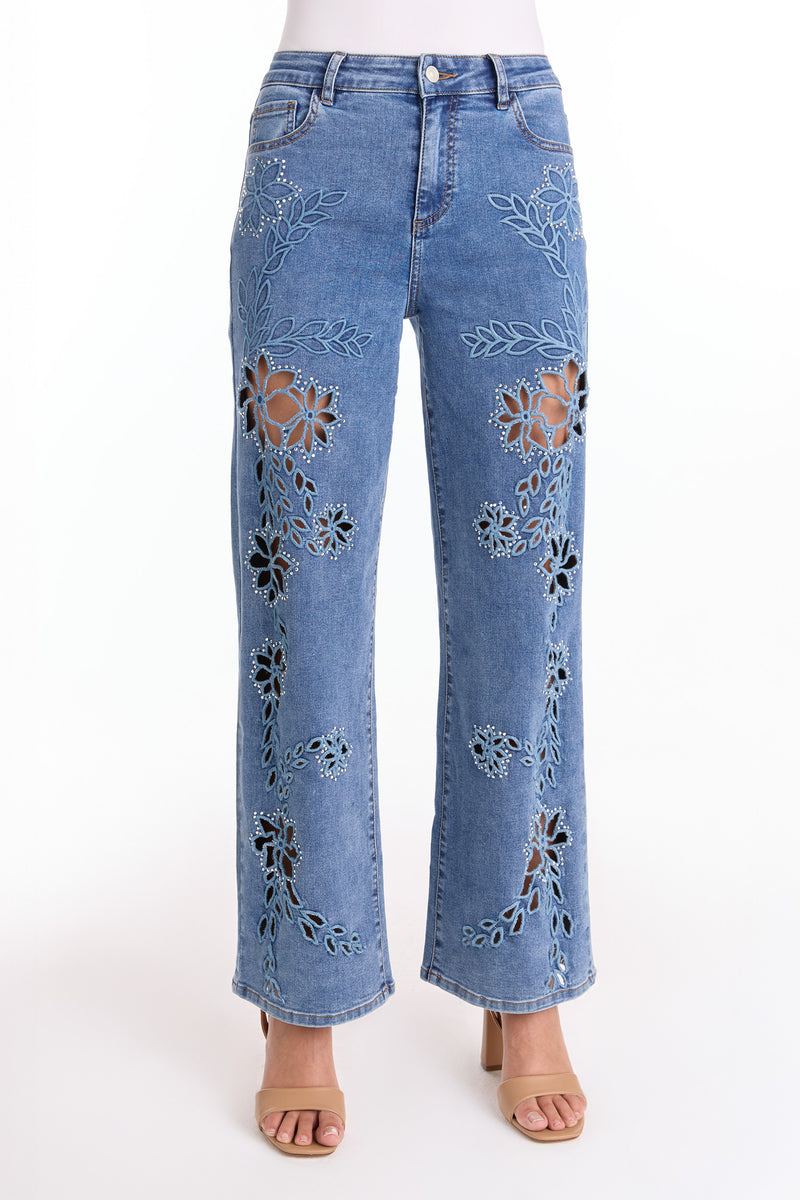 Zenya Crystal High Rise Jean - Medium Blue