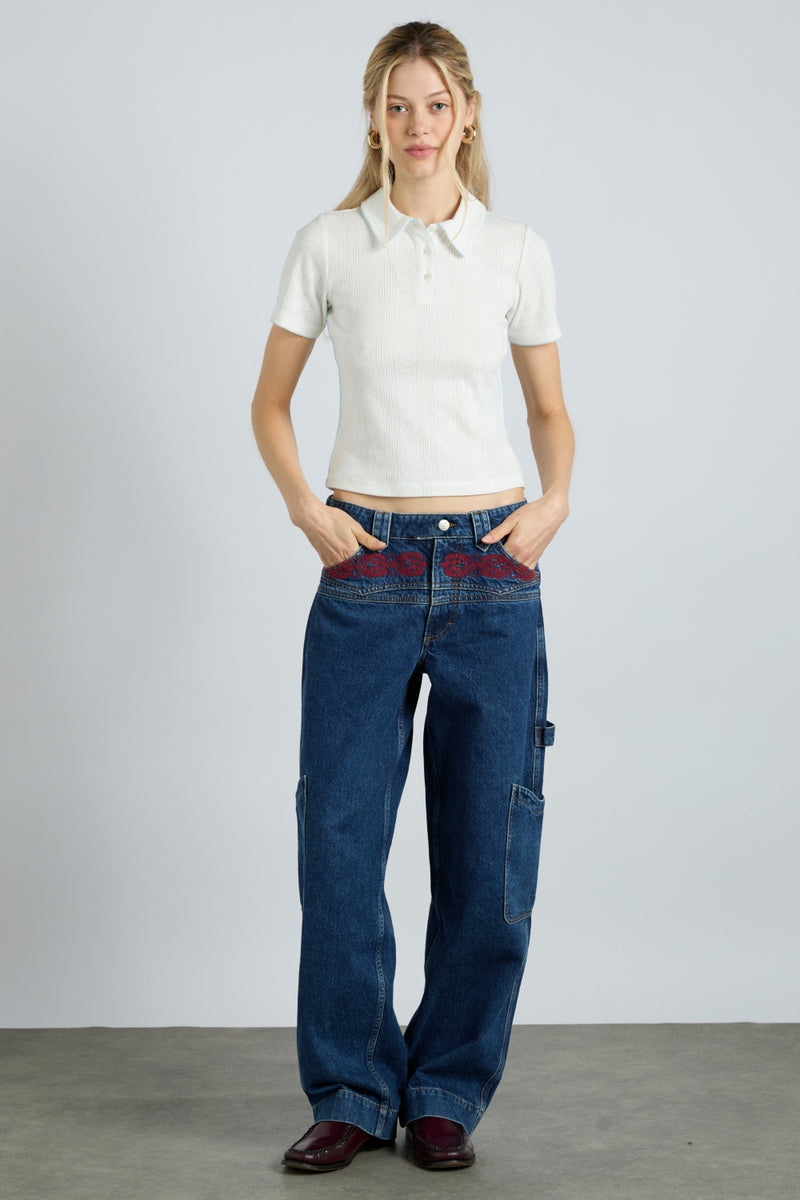 drew jeans - texas wash & embroidery