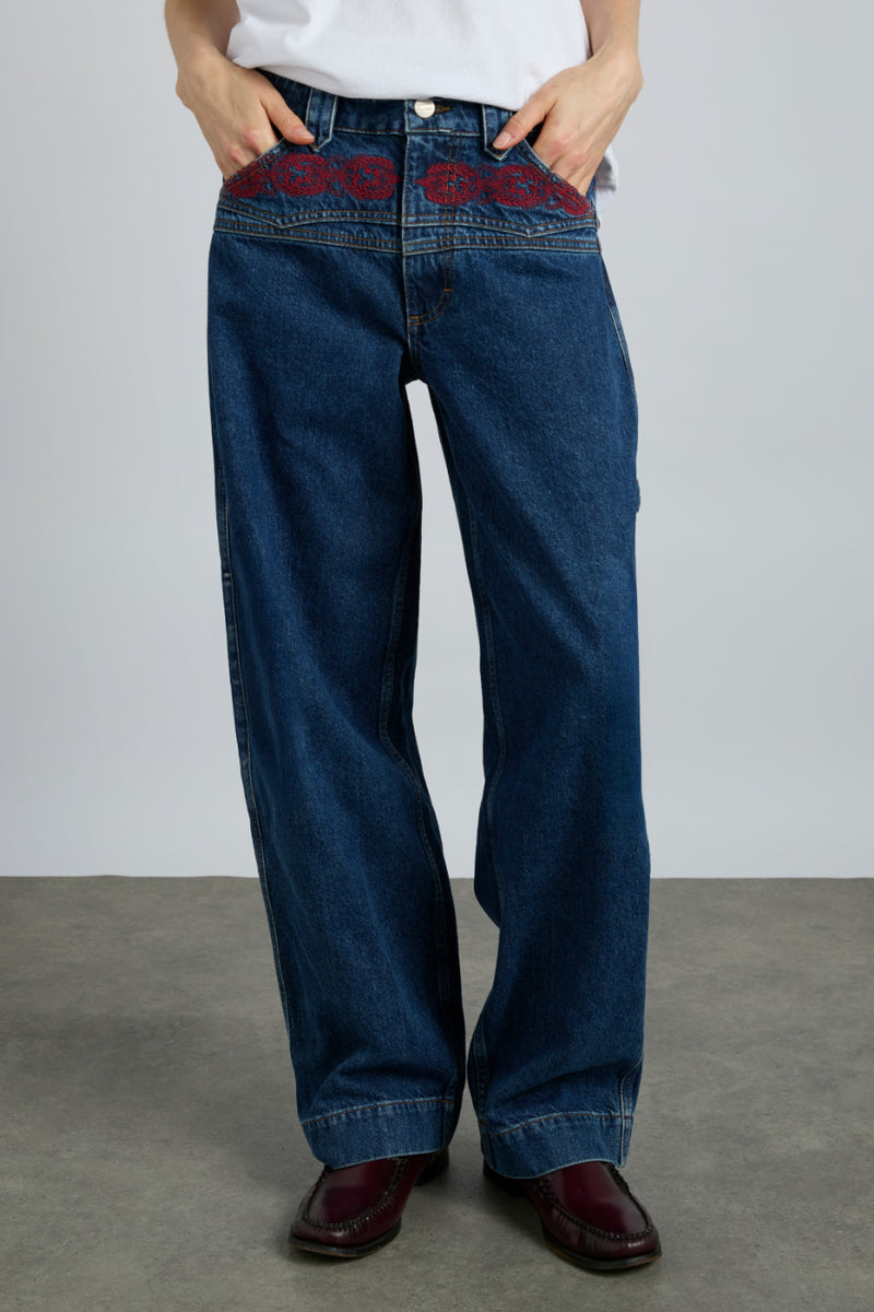 drew jeans - texas wash & embroidery