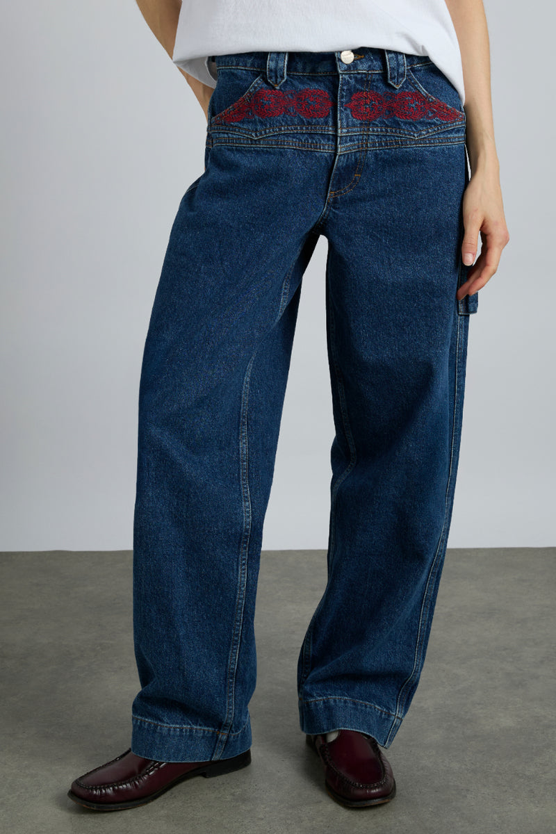 drew jeans - texas wash & embroidery
