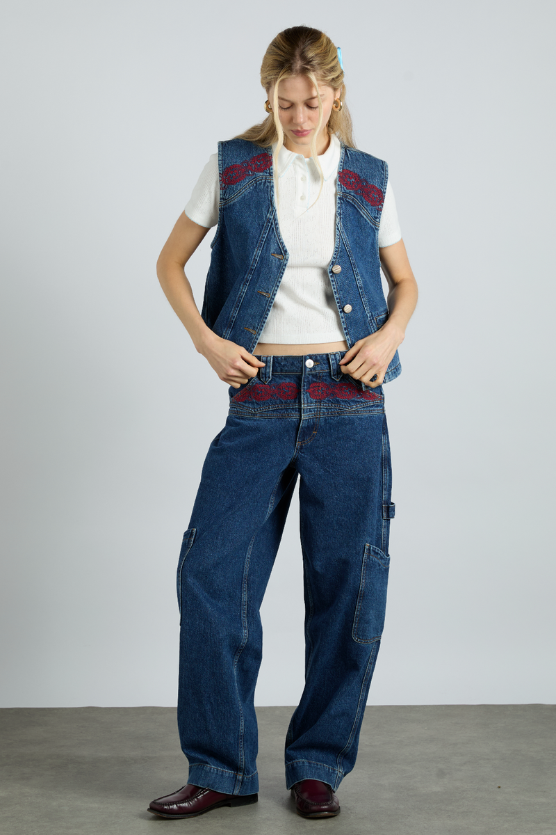 drew jeans - texas wash & embroidery