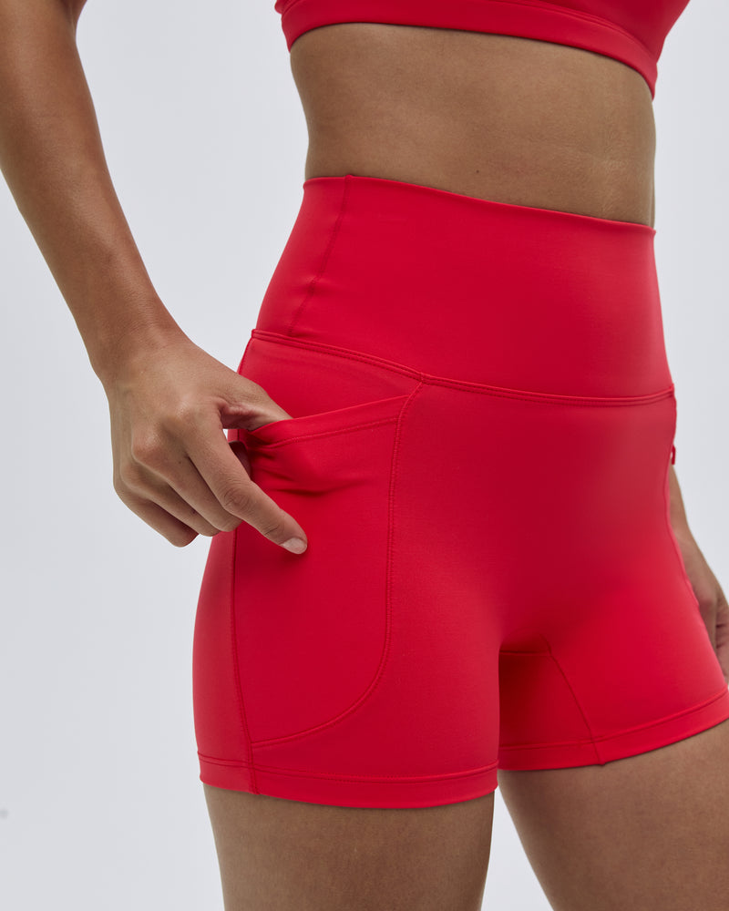 Ultimate Ultra Crop Pocket Shorts - Apple Red