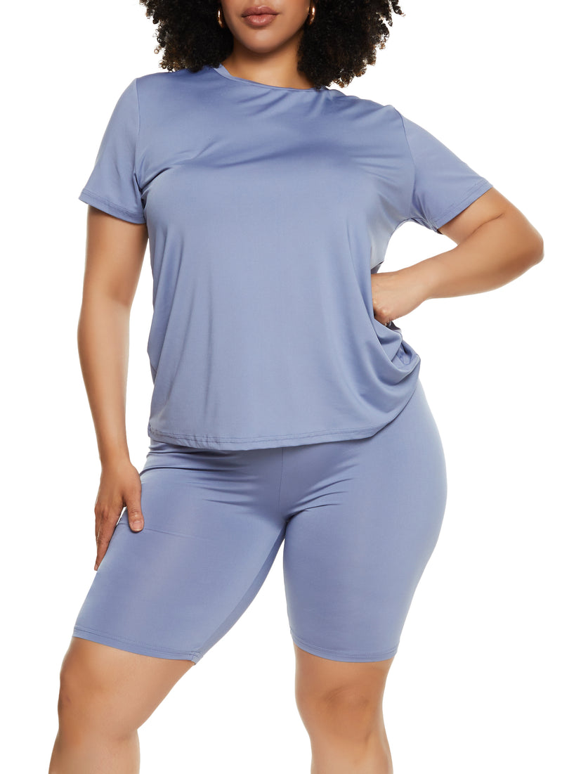 Plus Size Daisy Basic Soft Knit Short Sleeve Top
