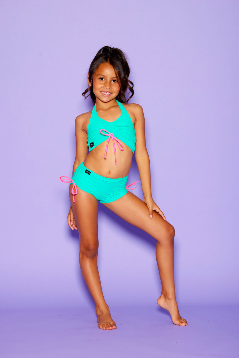 Simply Cinched Short - Dark Mint/Bubblegum - Ready To Ship