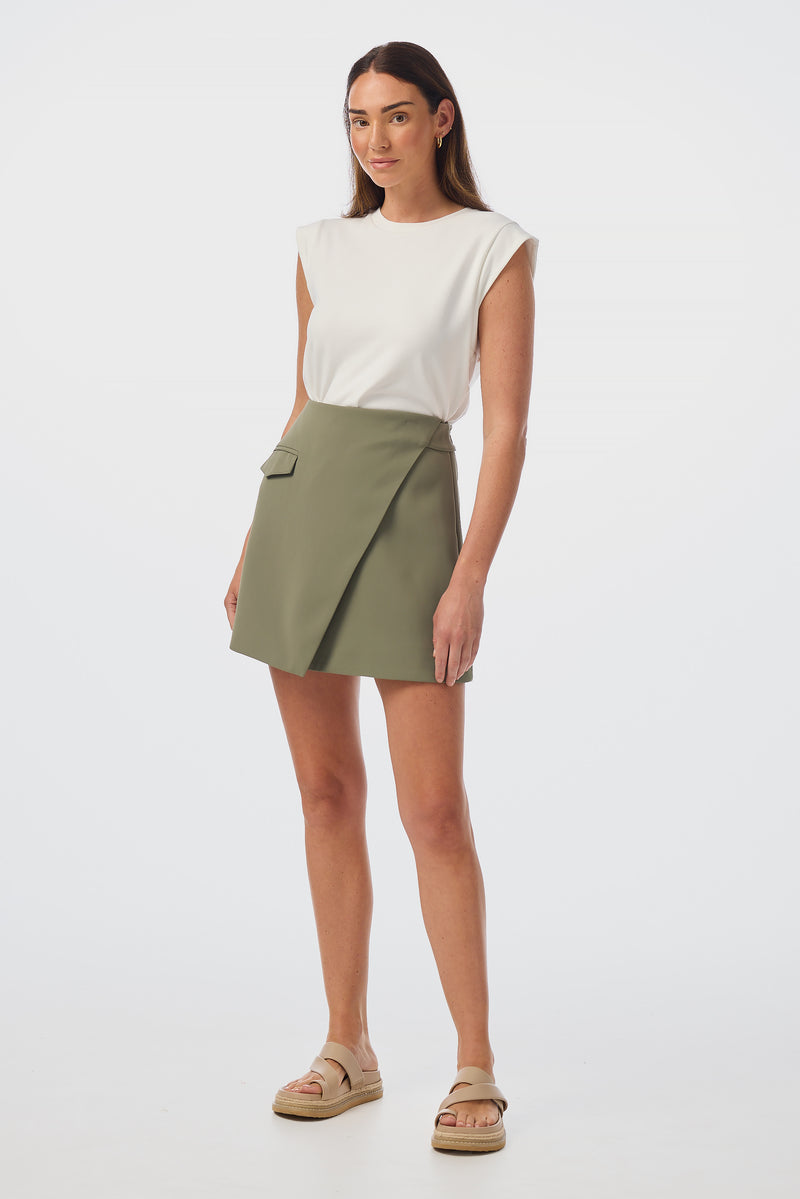 Wrap Mini Skirt - Khaki