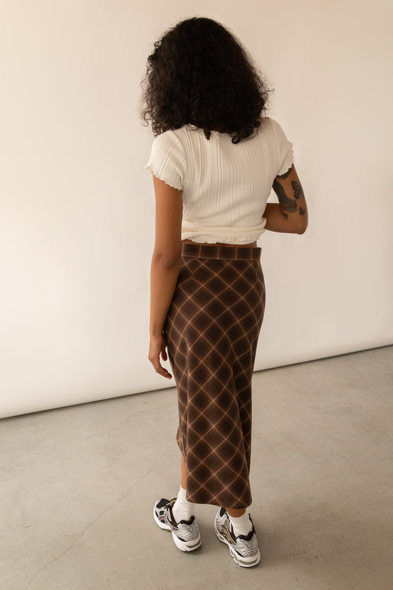 PLAID MIDI SKIRT