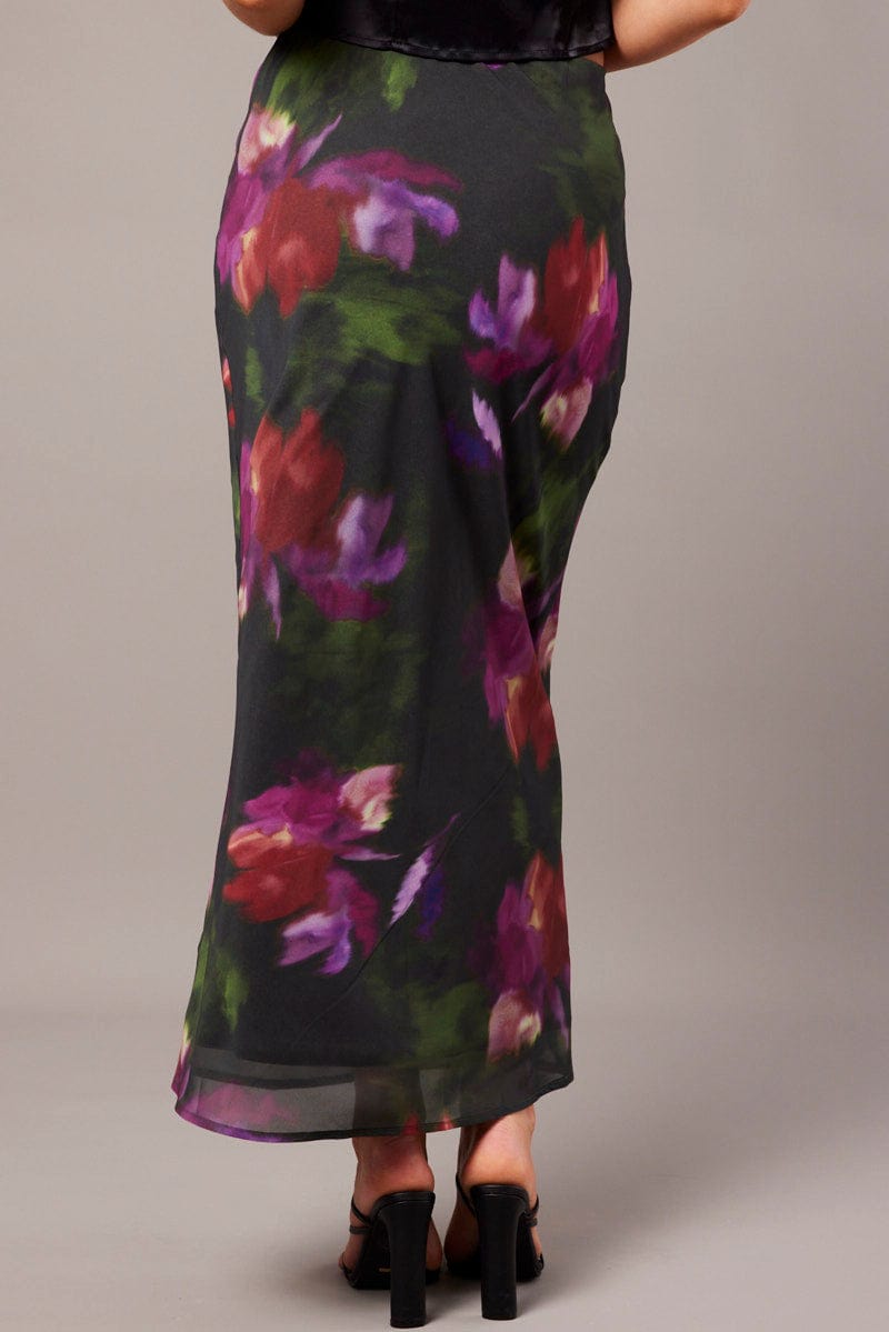 Multi Floral Slip Skirt Maxi