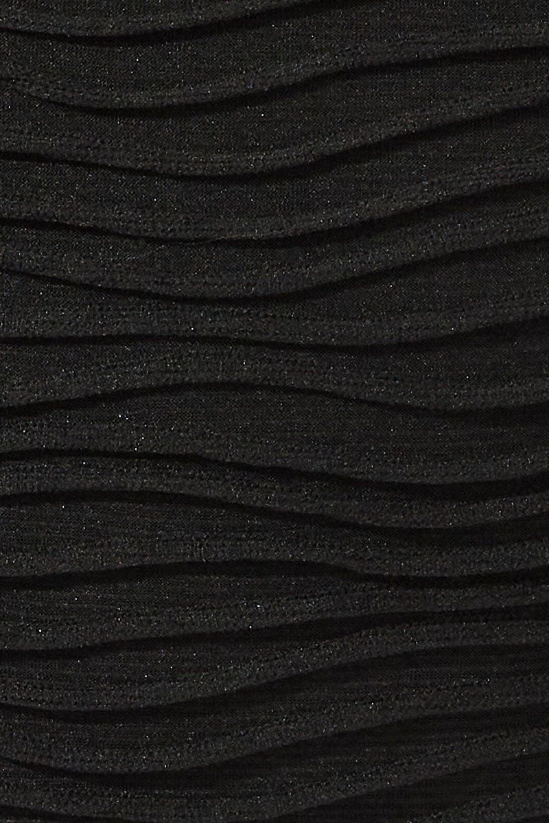 Black Wavy Texture Bodycon Split Skirt